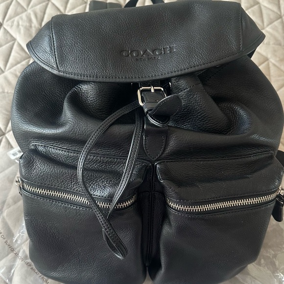 Coach Black Leather Men's Backpack - Picture 2 of 8